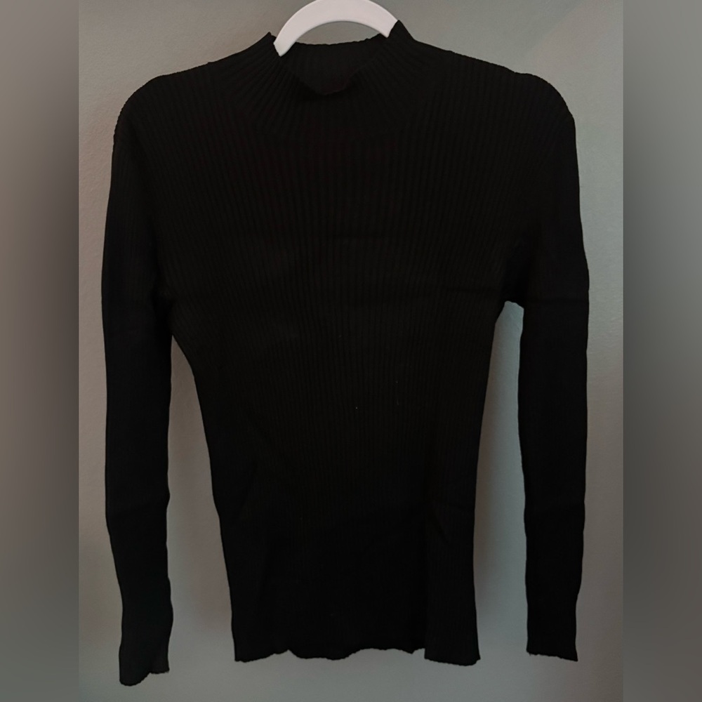 Ann Taylor Black Ribbed Mock Turtleneck Sweater